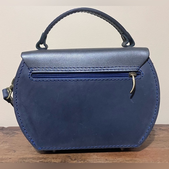 Blue Leather Handbag.  NWOT - Picture 2 of 9